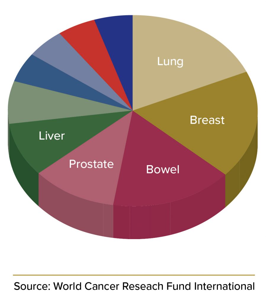 Pie chart for diagnosed cancer cases
