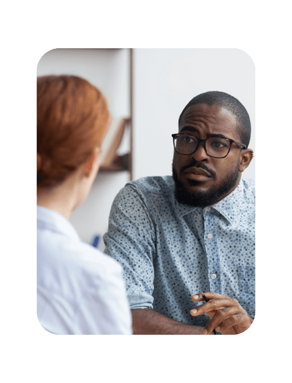 Man listening stress at work