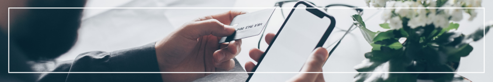 man putting card details in