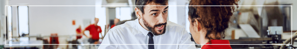 man shouting at female coworker