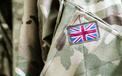 united kingdom badge on military uniform